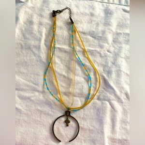 Blue and Orange Beaded Necklace